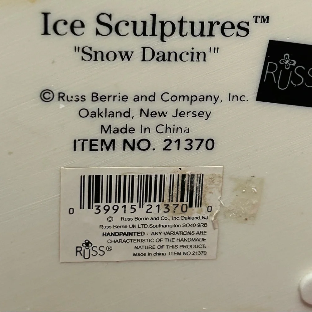 Russ Snowman Couple Figurine - Cream and Tan Approx. 7” - Picture 11 of 11